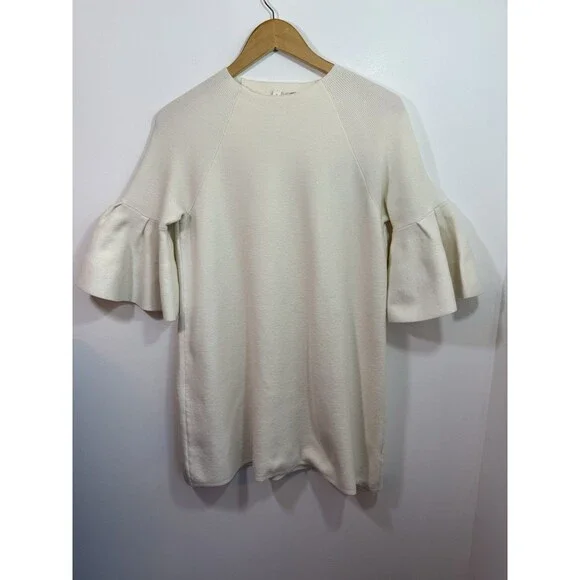 Moth Anthropologie Chester Dress Medium Ivory Off White Sweater Bell Sleeve - Picture 3 of 9